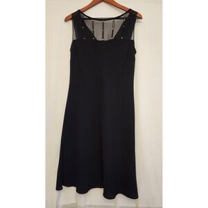 Evening Cocktail Dress Womens Medium Black Sheer Beaded Neckline Cowl Back